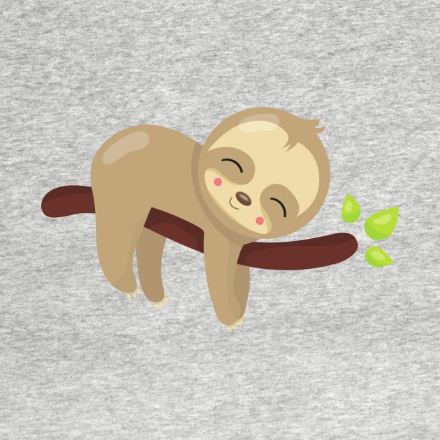 Cute Sloth, Baby Sloth, Lazy Sloth, Sleeping Sloth by Jelena Dunčević